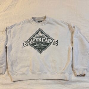 Roots Beaver Canoe sweatshirt, 100% cotton, off-white, womens XS